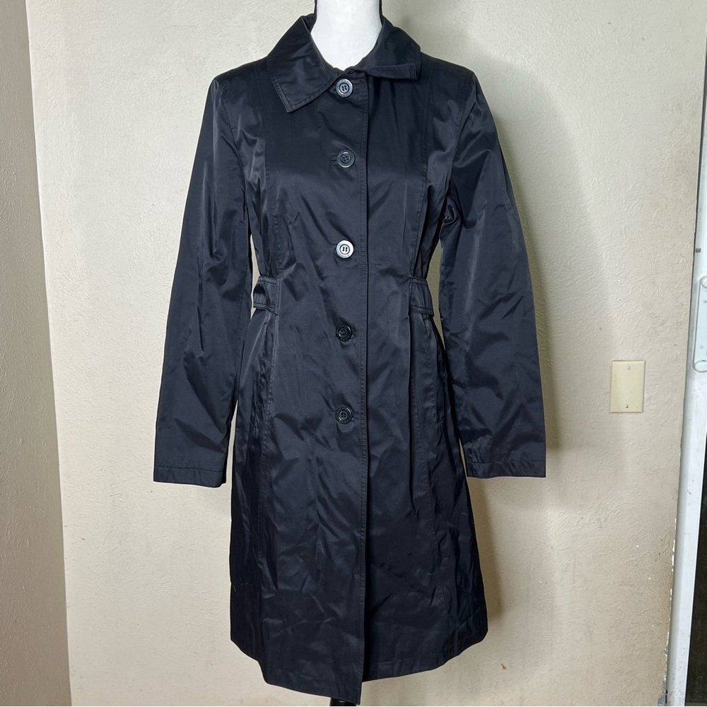 Michael Kors black shiny fabric trench coat